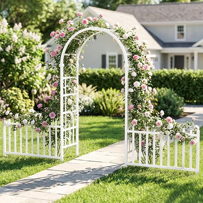 VINGLI Garden Arbor, PVC Garden Arch Trellis - Image 5