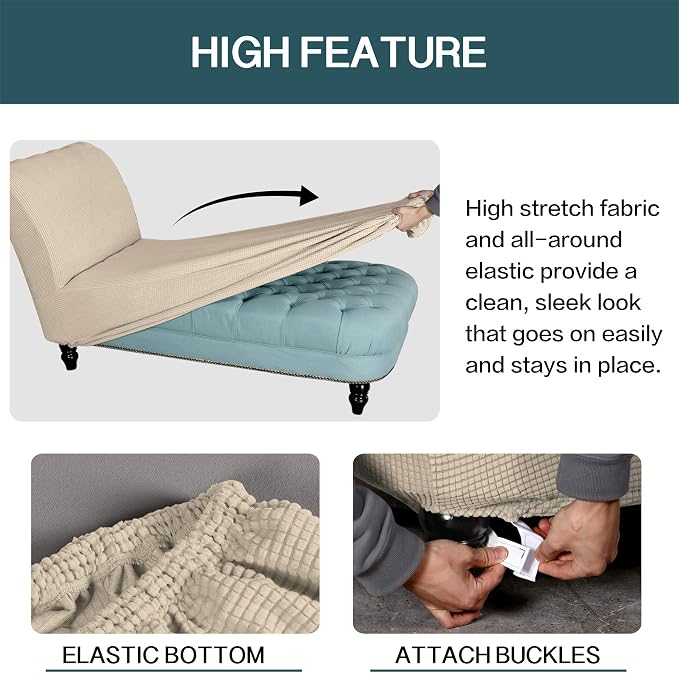 FantasDecor Chaise Lounge Cover Stretch Armless Chair Slipcover - Image 5