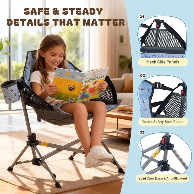 BusyBee Hammock Camping Chairs for Kids, Folding Kids Chair - Image 8