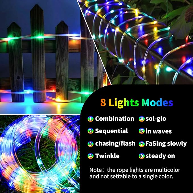 Solar Rope Lights Waterproof IP65 39FT 100LEDs 4 Pack Outdoor LED Outdoor - Image 6