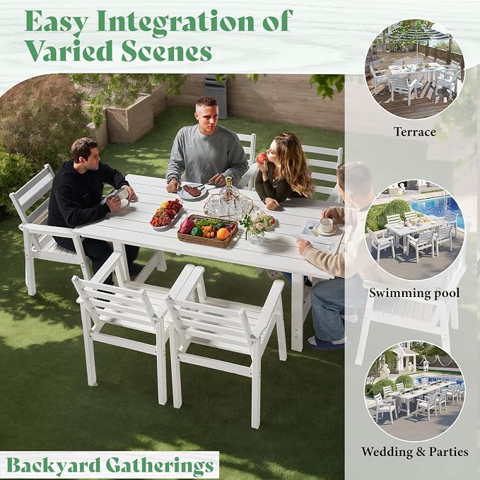 AMERLIFE 7-Piece HDPE Outdoor Dining Set - Image 3