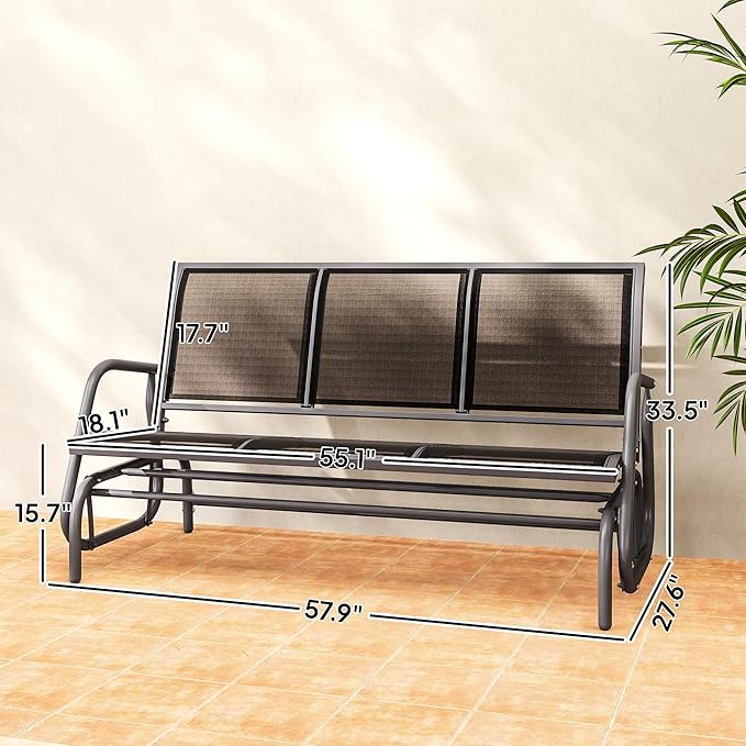 Outsunny 3-Person Patio Glider Bench, Outdoor Porch Glider Swing - Image 3
