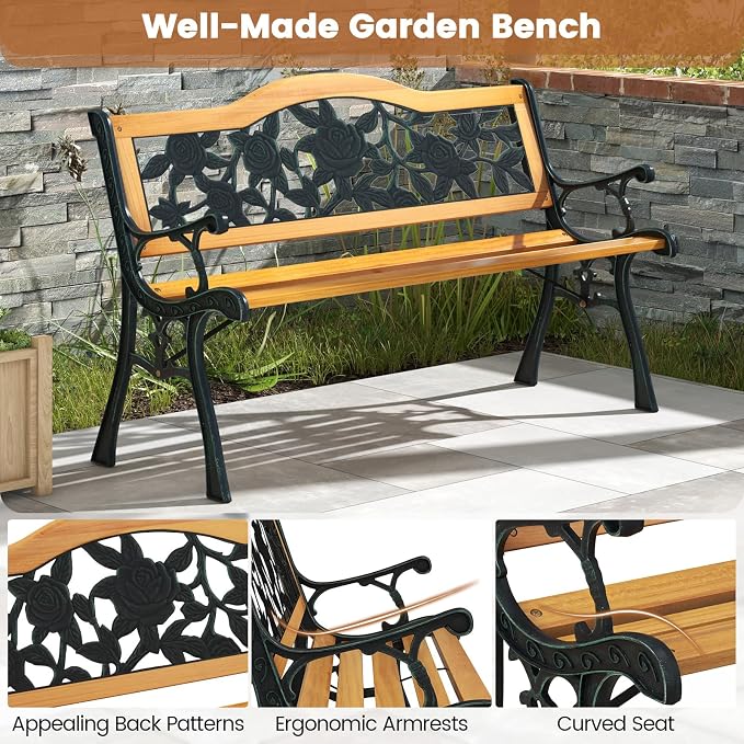 Tangkula Outdoor Garden Bench Park Bench, Patio Furniture Bench Chair - Image 7
