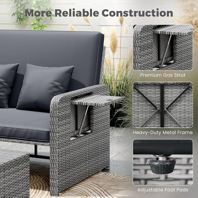 HAPPYGRILL Patio Rattan Wicker Daybed - Image 8