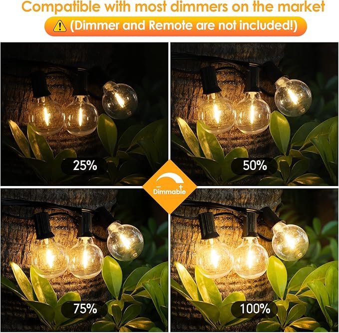Mlambert 50Ft LED Outdoor String Lights G40 Globe Dimmable Patio Light - Image 4