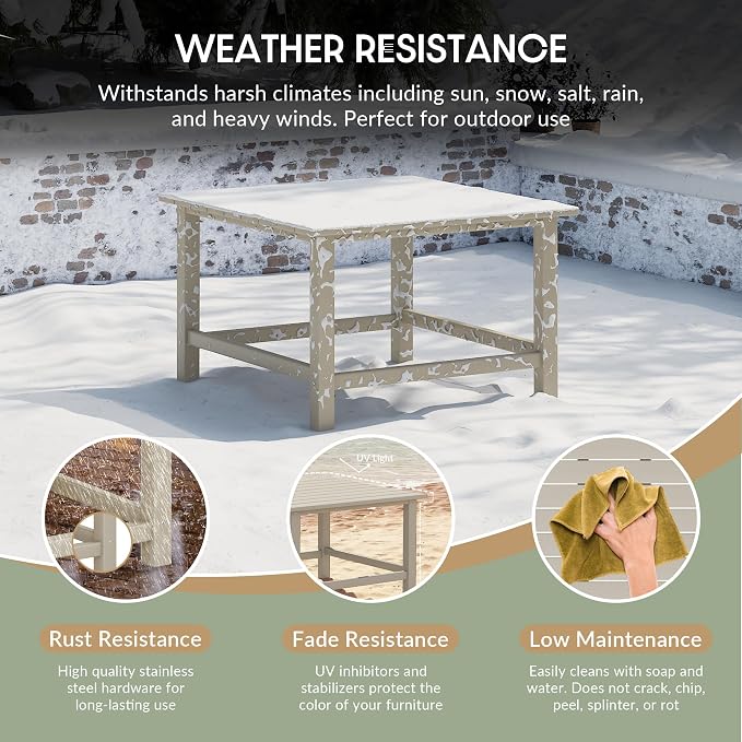 WestinTrends Malibu Low Outdoor HDPE Square Patio Coffee Table - Image 4