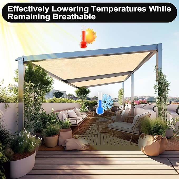 Artpuch 90% Sun Shade Cloth, 12 x 20 FT Pergola Shade Cover Canopy - Image 6