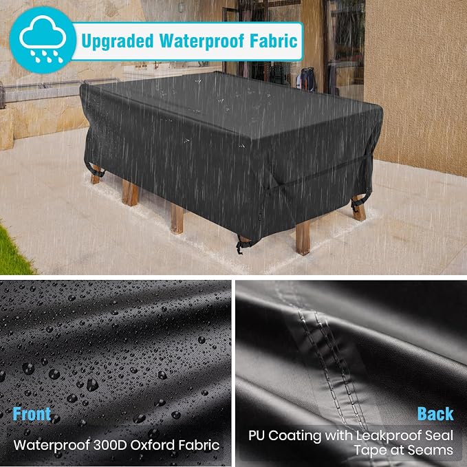 Velway Patio Table Chairs Set Cover Square Waterproof 74"Lx47"Wx28"H Outdoor - Image 3