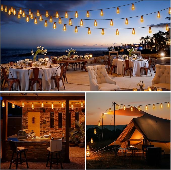 Outdoor String Lights, 24FT 20 LED Hanging Bulbs Lights, IP65 Waterproof 8 - Image 7