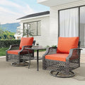 HOMREST 3 Piece Outdoor Swivel Chair Set, Wicker Patio Bistro Set by HOMREST