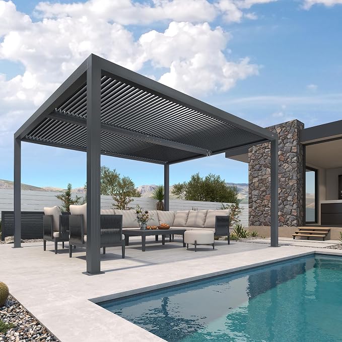 PURPLE LEAF LED Louvered Pergola 94AS 11'x 14' Full Aluminum Frame and - Image 2