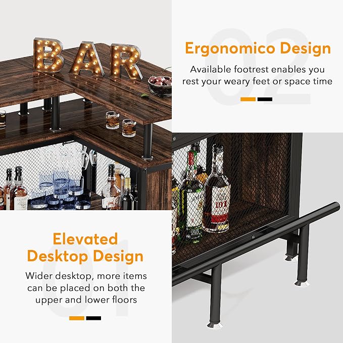 LITTLE TREE Home Bar Unit Mini Liquor Table Cabinet - Image 6