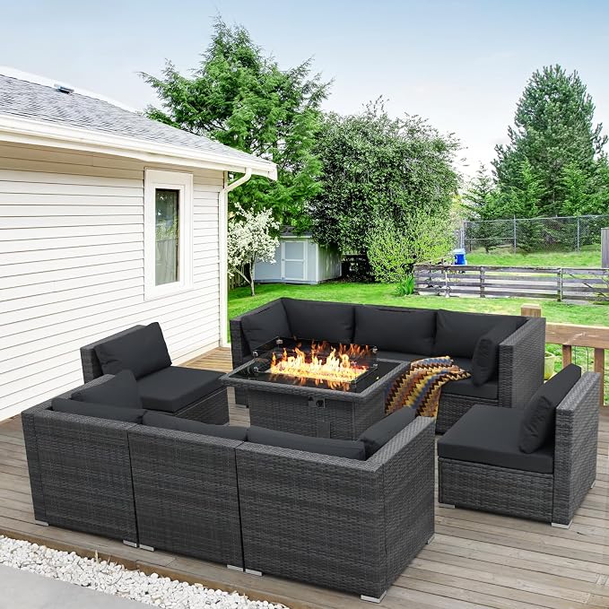 BULEXYARD 9 Piece High Back Outdoor Sectional Seating by BULEXYARDFURNITURE