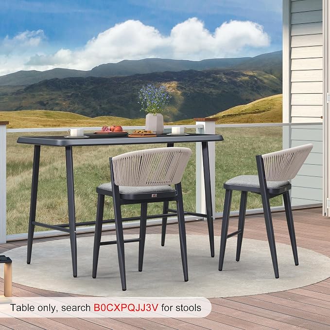 PURPLE LEAF Outdoor Counter Height Bar Table Rectangular Patio Pub Table - Image 3