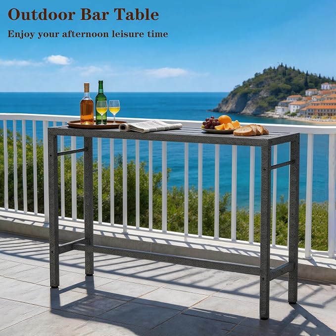 Outdoor Patio Bar Table, Metal Pub Height Bistro Deske - Image 2