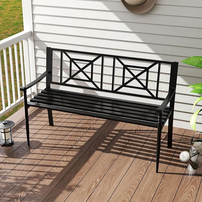 Giantex Metal Outdoor Bench - Image 9