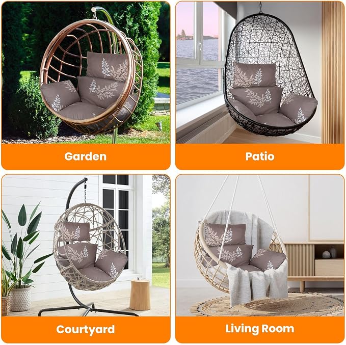 Egg Chair Cushion, Hanging Basket Hammock Seat Cushion, Thick Soft Egg Swing - Image 7