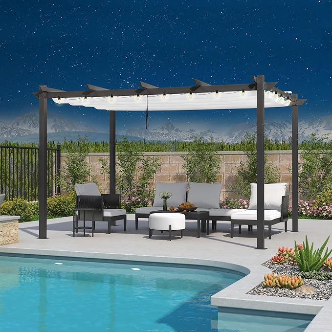 PURPLE LEAF 10' x 13' Outdoor Retractable Pergola by Unknown