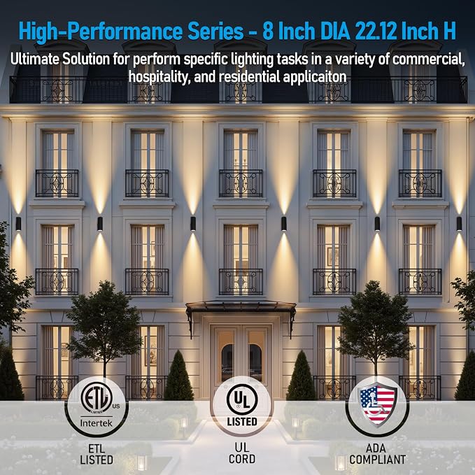 LEONLITE Modern Outdoor Cylinder Wall Lights 22", Porch Light in 2 Lights - Image 2
