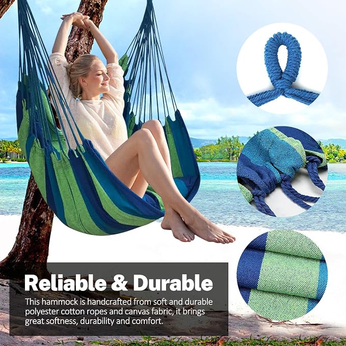 KPX Ourdoor Hanging Hammock Chair – Comfortable Tree Swing Chair Large Size - Image 2