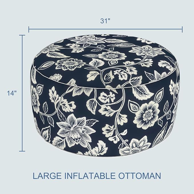 LVTXIII Indoor/Outdoor Extra Large Inflatable Ottoman Pouf D31 x H14 Inch - Image 3