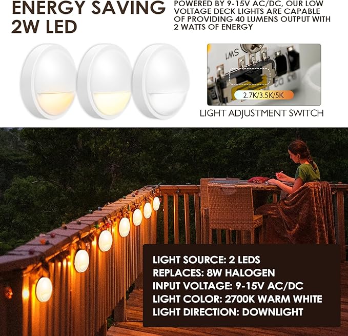 LED Low Voltage Deck Lights Outdoor Waterproof, 12V-24V AC/DC Die-cast Aluminum - Image 4