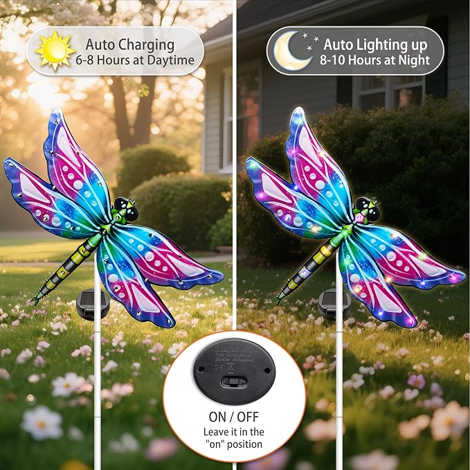Hexagram Dragonfly Garden Decor, Dragonfly Garden Stakes Set of 2, Gardening - Image 4