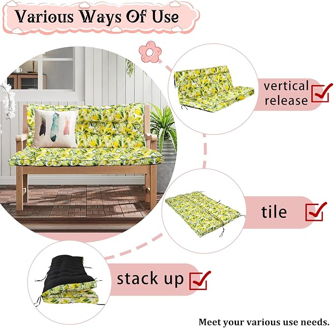 2-3 Seat Swing Replacement Cushion, Outdoor Bench Cushions - Image 4