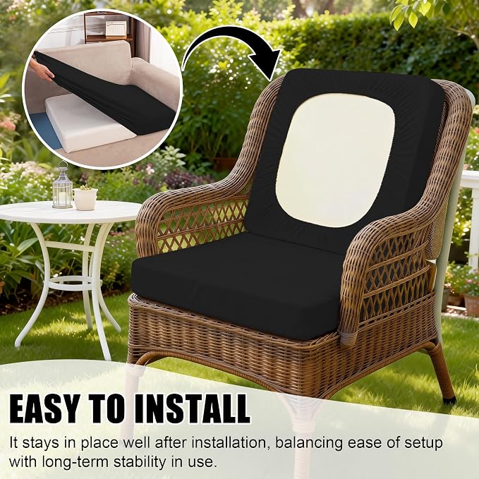 4Pcs Outdoor Cushion Covers, Patio Cushion Covers, Stretch Elastic Slipcovers - Image 5