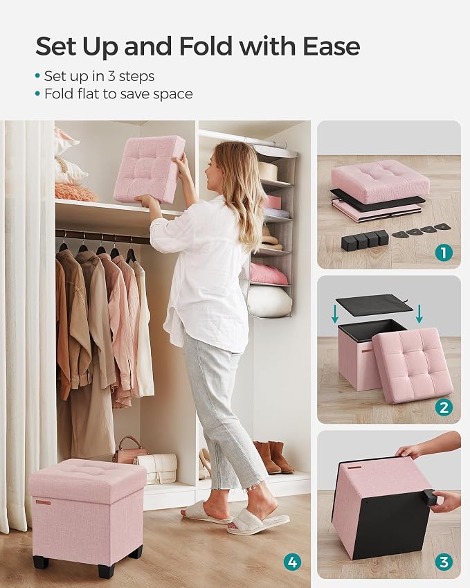 SONGMICS Storage Ottoman, Small Ottoman Foot Rest - Image 7