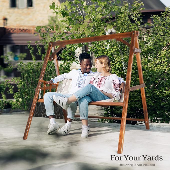 VINGLI 4FT Porch Swing Frame, 660 LBS Capacity Wooden A-Frame Swing Stand - Image 6