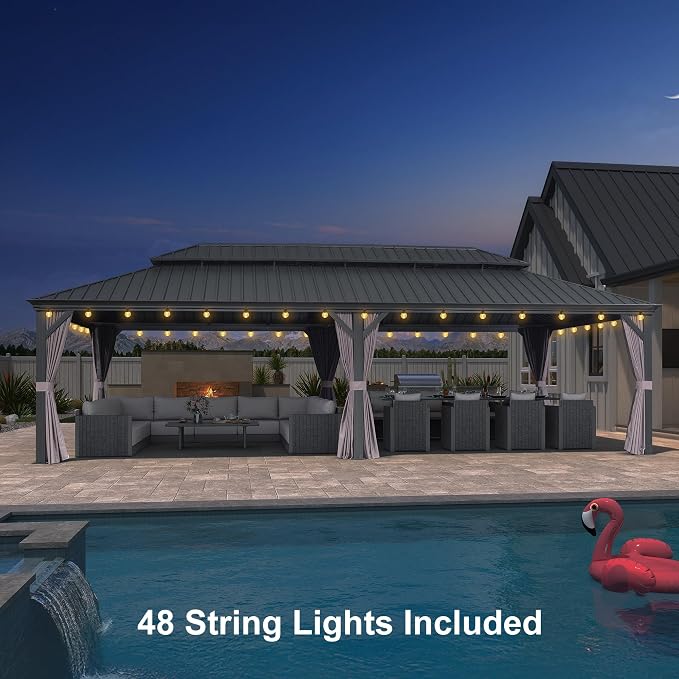 PURPLE LEAF 12' X 26' Permanent Hardtop Gazebo - Image 2