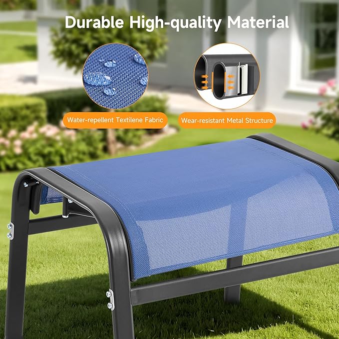 ONBRILL Outdoor Ottoman Set of 2, All Weather Outdoor Foot Stool - Image 5