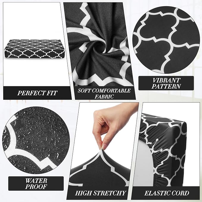 Newwiee 8 Pcs Stretch Patio Outdoor Cushion Covers Waterproof Replacement Sofa - Image 6