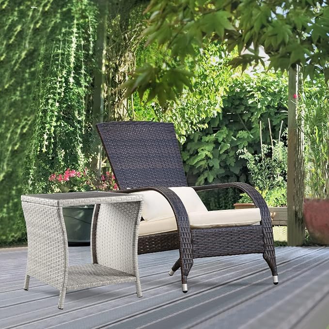 Outdoor Side Table for Patio Small Rattan Wicker Coffee Table Balcony Table - Image 3