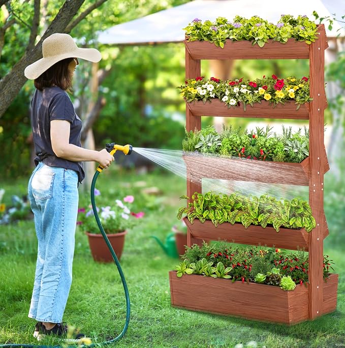 Wooden Vertical Raised Garden Bed, 5 Tier Garden Planters Raised Beds - Image 2