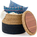 Wimarsbon 18'' Ottoman Pouf, Natural Braided Poof, Rustic Handweave Lounge by Wimarsbon