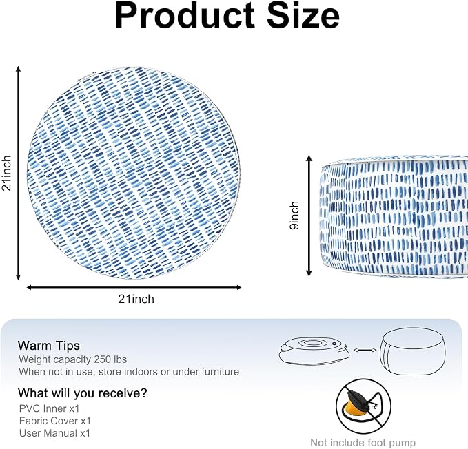 Inflatable Ottoman Stool D21 xH9 - Image 2