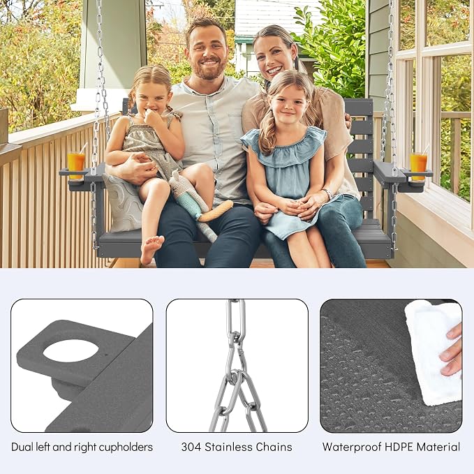 Plawdlik Porch Swings, 2 Seat Patio Chair - Image 5