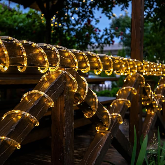 Solar Rope Lights, 66ft 200LED Solar String Lights, 8 Modes Waterproof Solar - Image 2