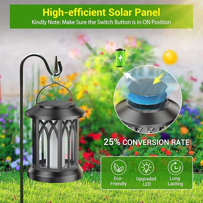 KOOPER 6 Pack Solar Lantern Outdoor Lights, Upgraded Flickering Flame Solar - Image 7