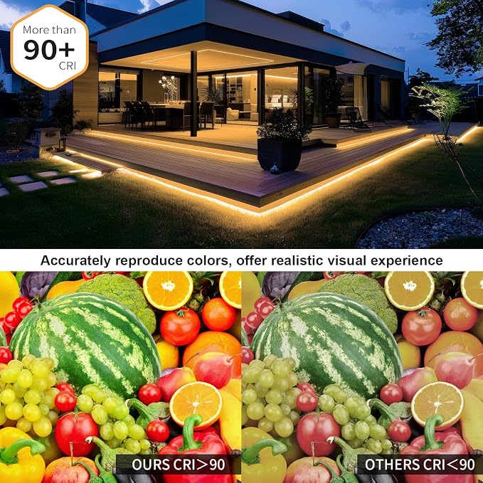 50ft COB Outdoor LED Strip IP67 Waterproof, 3000K Warm Whit DC24V Flexible LED - Image 5