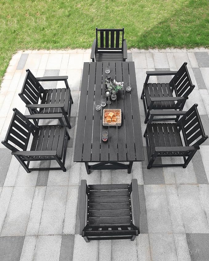 7 Pieces HDPE Outdoor Dining Set, Patio Dining Set - Image 2