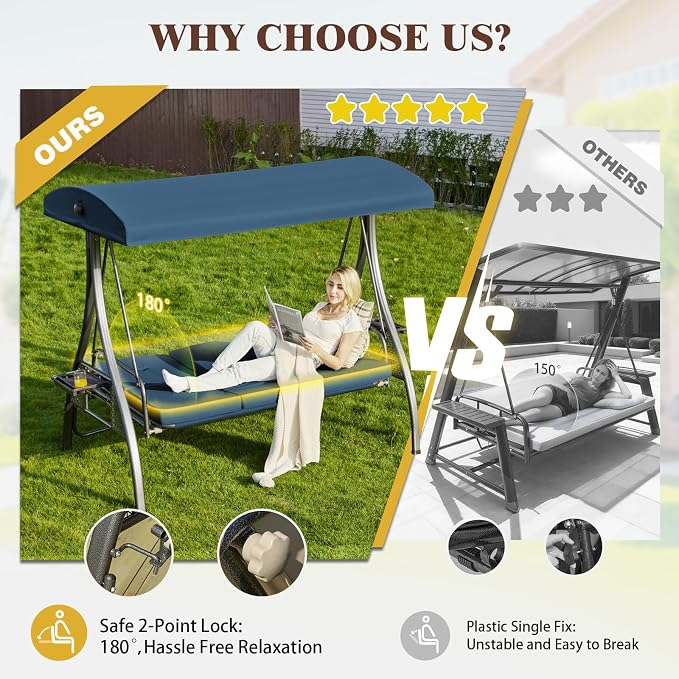 Upgrade 180° Convertible Outdoor Swing - Image 2