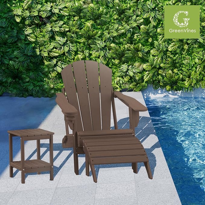 GREENVINES Adirondack-Outdoor-Side-Table | Wood Grain | 14 x 13 Inches | HDPE - Image 2