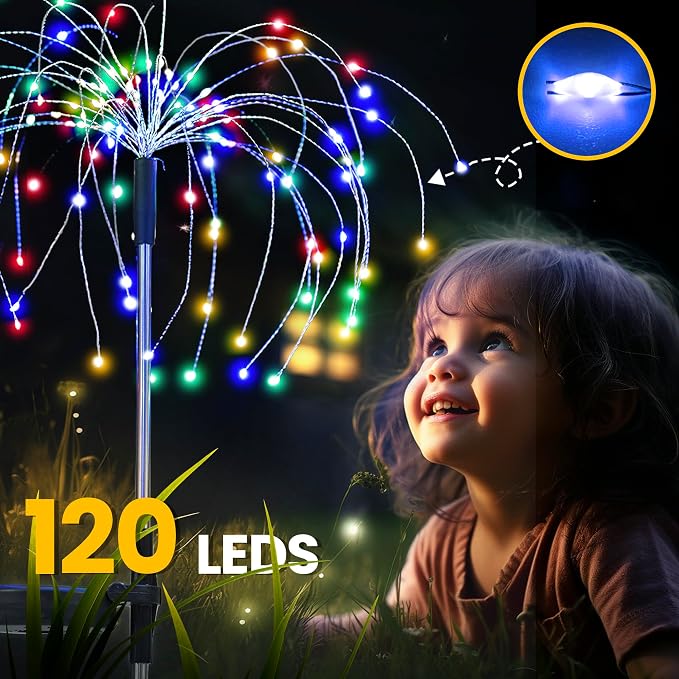 GIGALUMI Garden Decor Outdoor Lights 120LED 8Pack, Solar Garden Lights - Image 3