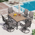 PHI VILLA Patio Dining Set for 6, Padded Textilene Swivel Dining Chairs & Brown by PHIVILLAThepioneerofcomfortablehouseholdsupplies