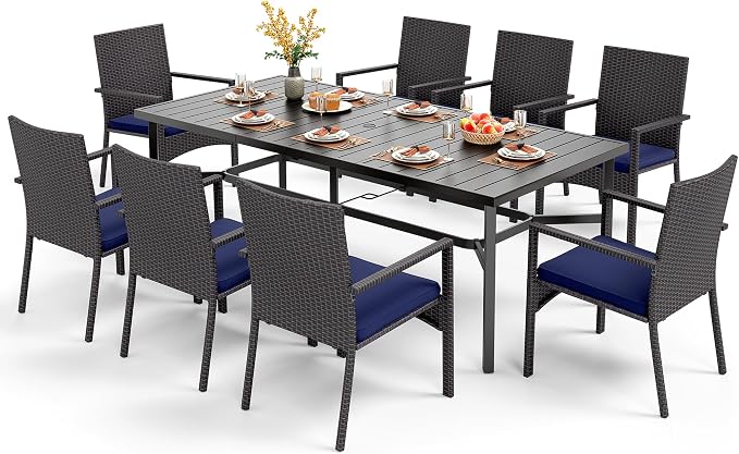 PHI VILLA 9 Pieces Outdoor Dining Set by PHIVILLAThepioneerofcomfortablehouseholdsupplies