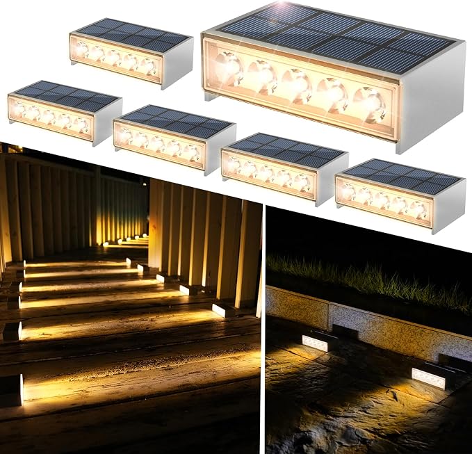 T-SUN Solar Step Light 3000K Solar Stair Lights Outdoor Waterproof LED Step by T-SUN