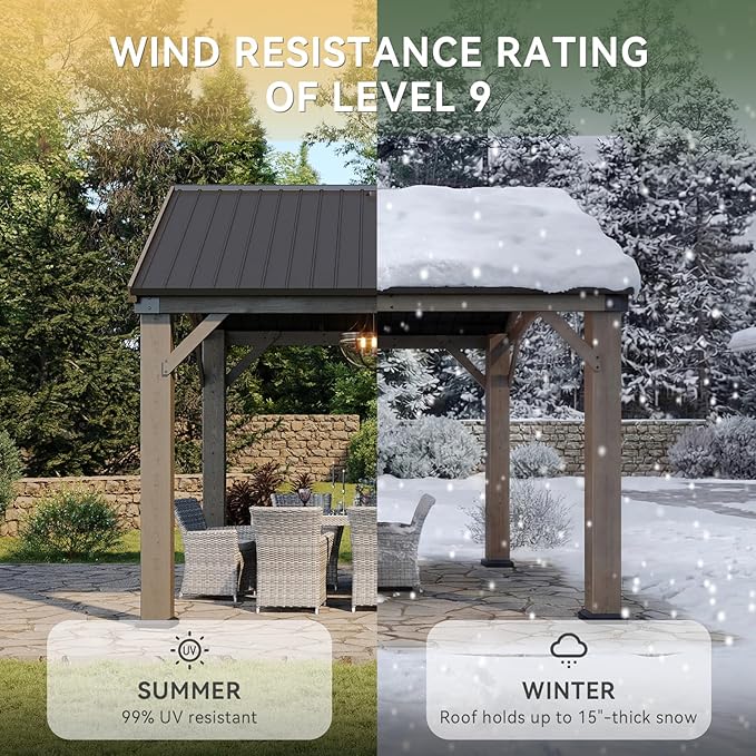 Aoxun 10' x 12' Outdoor Wood Gazebo - Image 4